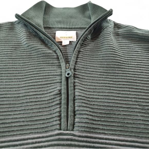 OFFLINE Aerie Real Me Ribbed Quarter Zip Sweater Athleisure Loungewear Green S - Picture 2 of 8
